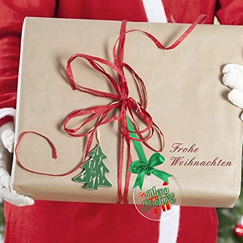 BigOtters Christmas Acrylic Ornaments, 20PCS 3 Inch Acrylic Christmas Ornaments Acrylic Christmas Tree Ornaments with 1 Roll Green Ribbon for Christmas Tree Party Hanging Decoration Tag DIY Crafts