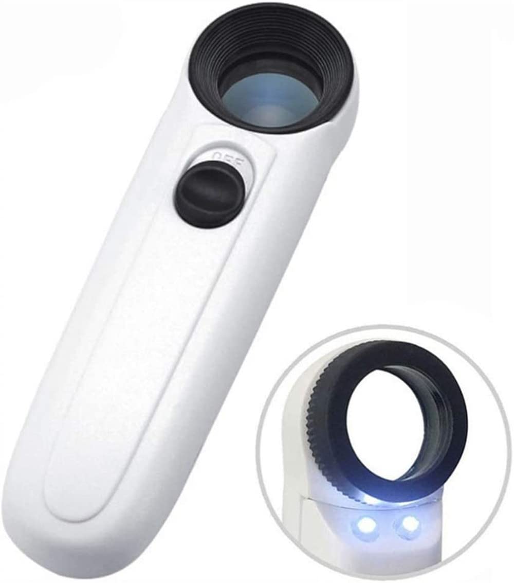 Photo 1 of 1 PCS 40X Handheld Magnifier Magnifying Glass Loupe Lens for Reading Jewelry Watch Repair Tool with 2 LED Light