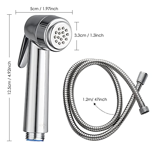 JOMOO Paperless Washing Shattaf Head, Handheld Bidet Sprayer for Toilet Diaper Sprayer with Wall Base and Hose, Bidet Spray Bottom Cleaner Spray