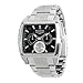 Armitron Men's 204590BKSV Square Stainless Steel and Black Dial Multi-Function Dress Watch