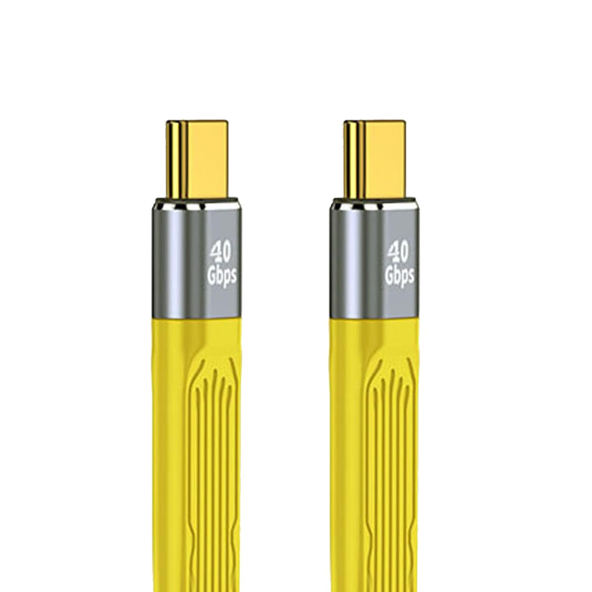 cablecc Yellow Type-C USB-C Male to Male, USB4, 40Gbps, 100W, 8K, Flat, Flat, FPC Data Cable for Laptop and Phone, 13cm