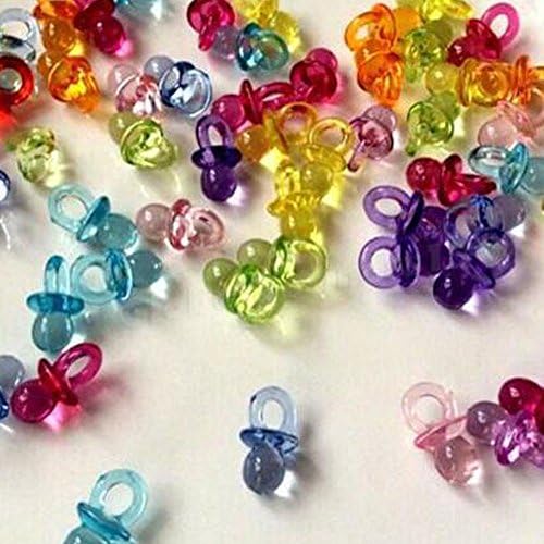 YAMU Mixed Color Small Acrylic Clear Baby Pacifier Baby Shower Pendants Charms 100Pcs