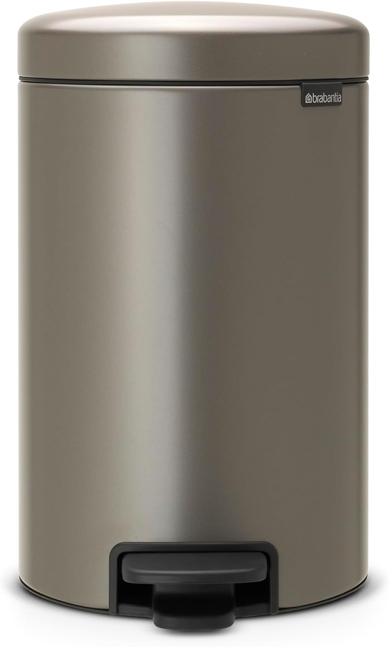 Brabantia NewIcon 12L Pedal Bin Platinum Soft-Closure Removable Inner Bucket