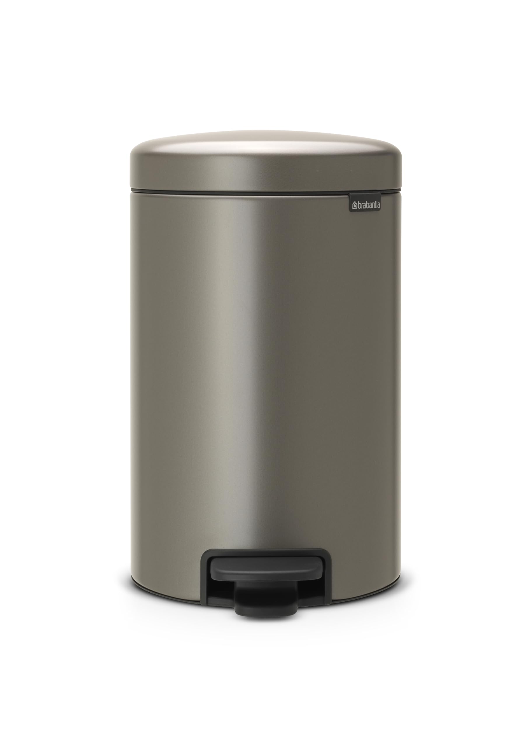 Brabantia NewIcon Pedal Bin 12L (Platinum) Soft-Closure Rubbish Waste Bin, Removable Inner Bucket + Bin Bags
