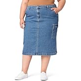 Levi Strauss Signature Gold Women's Size Everyday Cargo Midi Skirt Mid-Rise Stretch Denim (Available in Plus)
