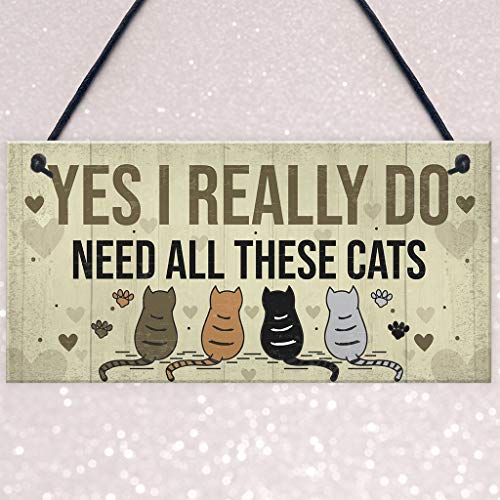 Mikilon YES I Really DO Need All These CAT Plaque Wooden Hanging Plaque Wall Door Decorative Sign Hanger Home Decoration Photo Props Favors (Beige) - Thumbnail 3