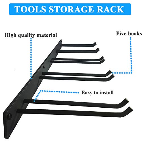 FRMSAET Wall Mount Rack Hook Space Saver Garden Tool Organizer Garage Storage System Super Heavy Duty Steel Holder Hanger - Screws and Anchors Included (Black) - Thumbnail 2