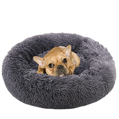 NOYAL Calming Dog Bed Donut Anti Anxiety Fluffy Dog Bed for Small