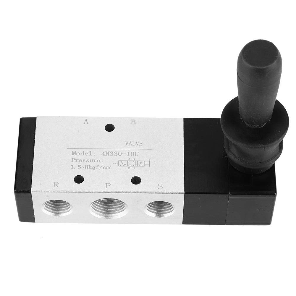 Pneumatic Manual Control Valve 5 Port 3 Position Hand Lever Valve 0~0.8Mpa Used in Industrial Control Systems, Pneumatic Air Hand Lever Operated Valve Solenoid Valve, (Inlet PT1/4) (4H330-10)