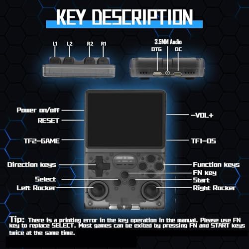 R36s retro Handheld Gaming Console with 64G Cards, Portable Retro Game Consoles Linux Gaming System Emulator 3.5-Inch IPS Screen (Black)