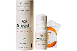 MAXIM EYE Sunnie Natural Dryness - Natural Eye Drops for Dry Eyes - Lubricating Preservative Free Multidose Formula - Itching Relief & Allergy Support, Bundled with 1 Tea Tree Oil Eyelid Wipe