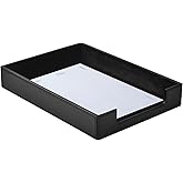 RHCSZ PU Leather Letter Tray - Load Documents Trays Front for Office Desktop Organizer - Desk Magazine, File, A4 Paper Holder - Paper Document File Holder (Black, A4-Tray)