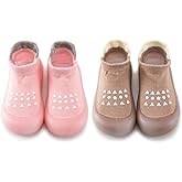 HOVELL Baby Non Slip Socks Shoes Toddler Girls Boys First Walking Shoes Infant Indoor Floor Slipper Sneakers 2 Pairs
