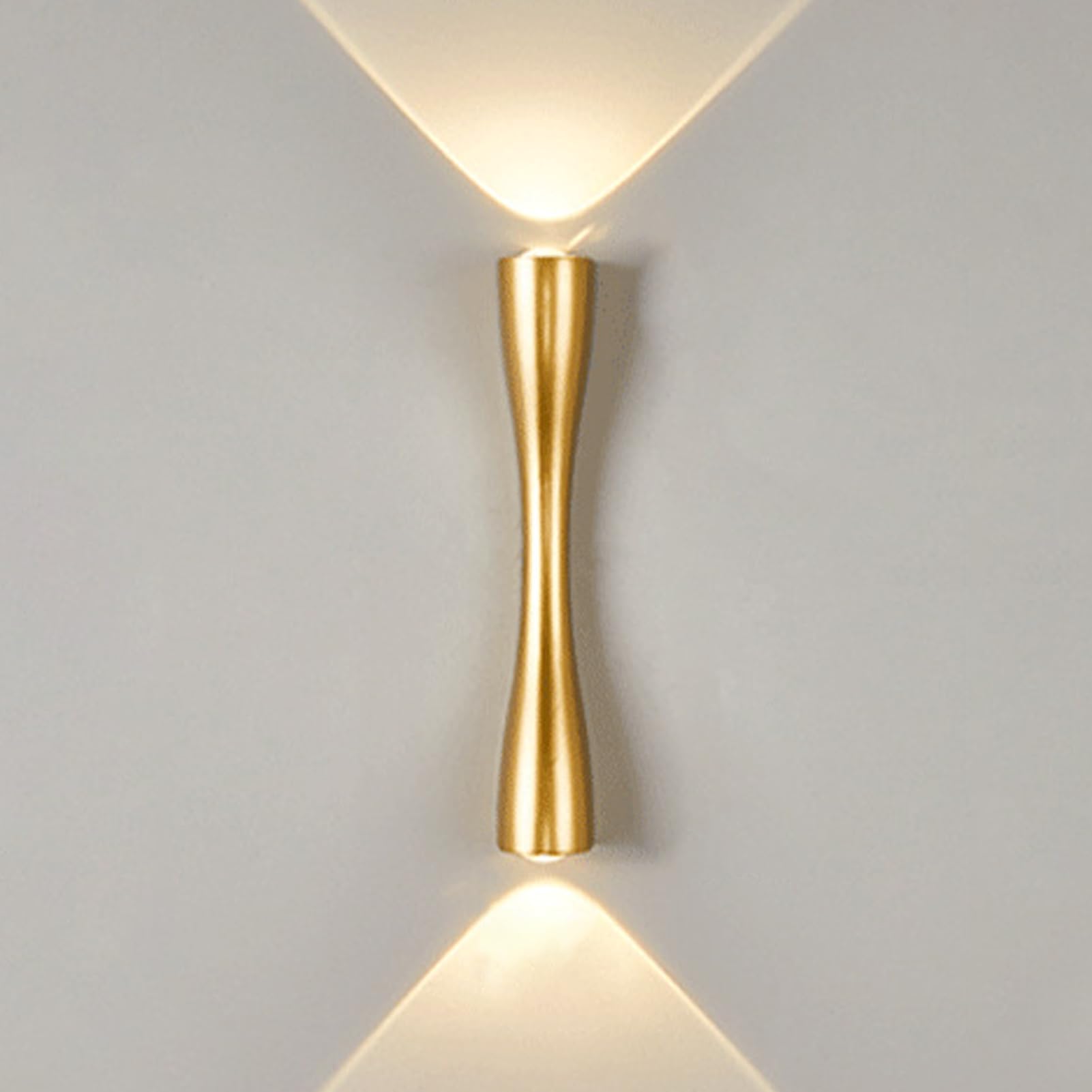 KRUIHAN LED Up and Down Wall Lights Modern Gold Wall Lamp Metal Wall Sconce Lights Indoor Wall Lighting LED Lights for Bedroom,Beside,Living Room,Bathroom (35CM,LED Warm Light)