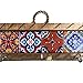 Casa Fiesta Designs Mexican Key Holder with Metal Hooks and Assorted Talavera Tiles - Handmade Rustic Wall Art - Authentic Mexican Home Decor Portallaves Multi 4 Azulejos