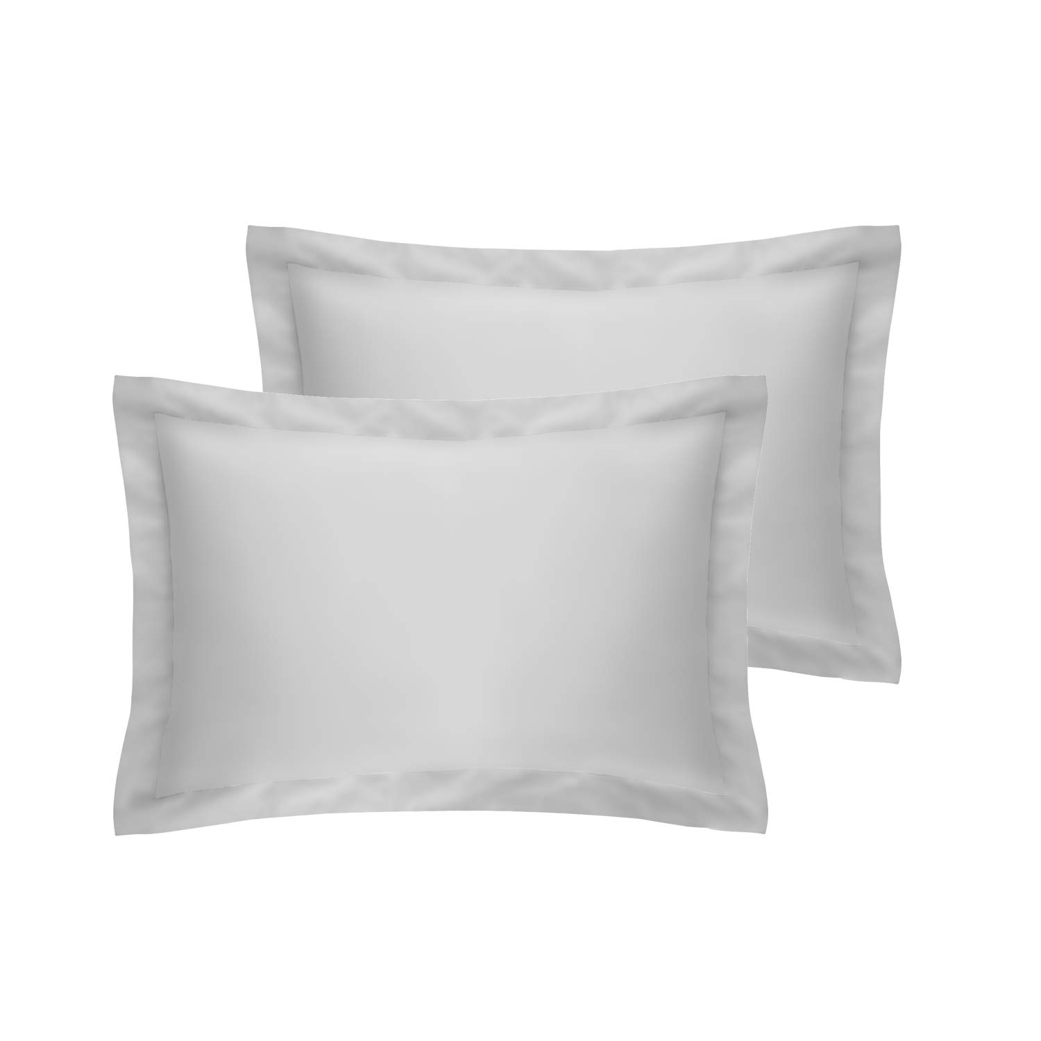 Brit Cotton 2 Pack Oxford Pillowcases with Envelope Closure, Breathable Plain Polycotton Super Soft and Cozy Non Iron Pillow Covers, 50cmX75cm, Silver