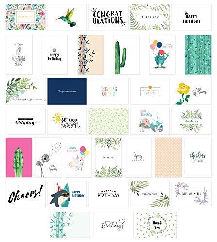 All Occasion Greeting Cards Assortment, Blank Assorted Boxed Greeting Card, Any Occasion Greeting Cards, Thank You Cards with Envelopes, Includes Birthday and Sympathy Cards - 36 Designs 4 x 6 Inches