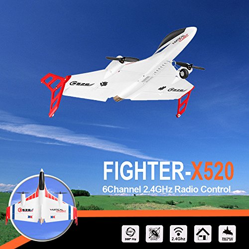 XK X520 2.4G 6CH 3D/6G Airplane Vertical Takeoff Outdoor 6G Leveling Mode 3D Stunt Mode Delta Wing RC Foam Glider Remote Control Plane with Big Remote Control - Thumbnail 2