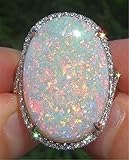 Yuren Women Jewelry Large 925 Silver Fire Opal Gemstone Ring Wedding Engagement Women Jewelry Sz6-10 (US Code 10)