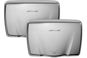 JETWELL 2Pack Compact Hand Dryer for Commercial Bathrooms, Stainless Steel Cover High Speed Automatic Warm Wind with Heating Switch, AC110V-130V