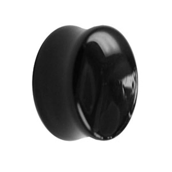 Treuheld | Glas Ohr Plug - Schwarz - 11 Größen: 3mm - 20mm - Edle Optik - Double Flare - Piercing Plug aus Schwarzem Glass - 
