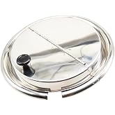Stainless Steel Hinged Inset Cover for 7 Quart Pan with Plastic Knob Handle and Notched for Ladle (Diameter 10" 25cm), Compatible with Soup Warmer and Chafer
