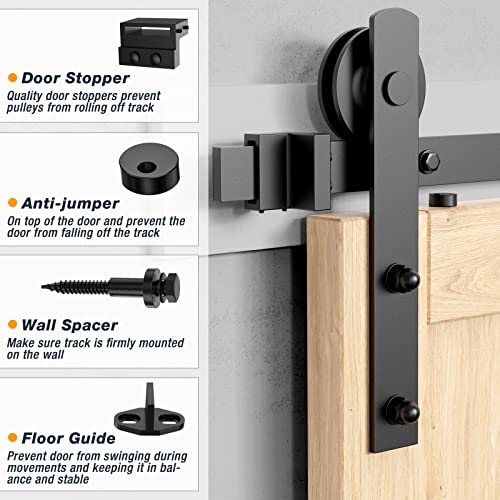 HomLux 8ft Heavy Duty Sturdy Sliding Barn Door Hardware Kit, Double
