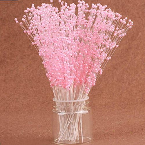 100 Stems Faux Pearl Spray Beads Wire Stems Wedding Bridal Flower Bouquet Party Table Decor (Pink)