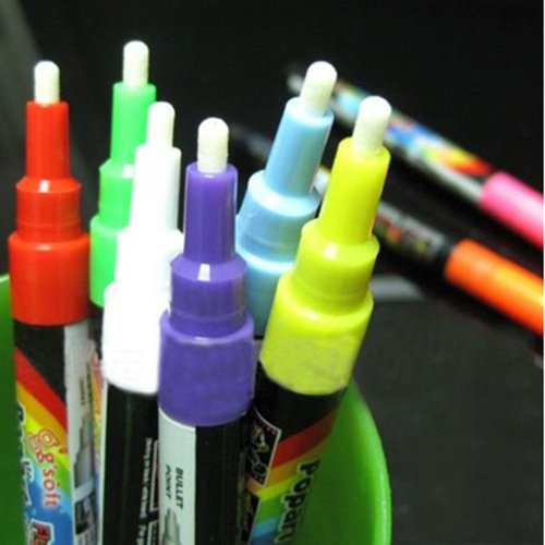 Slendima Sale! 8 Colors in 8 Pcs 3 mm Liquid Chalk Fluorescent Markers,Highlighter Pens for Labels,Board Bistro,Windows, Glass Sign - Thumbnail 4