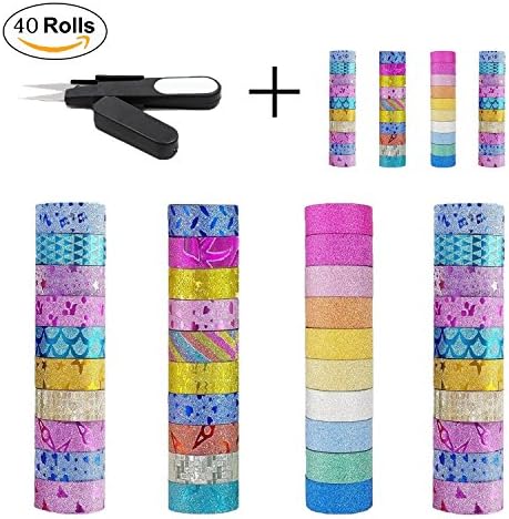 Washi Masking Tape Set of 40 Rolls ,YARKOR DIY Decorative Masking Tape Collection, Colorful Tape Decorate for DIY Crafts and Gift Wrapping