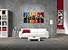 Ode-Rin - 100% Hand Painted Oil Painting on Canvas Energetic Colorful City Shadow Wood Framed and Stretched 5 Pieces Wall Art Painting for Living Room Home Decor, Ready to Hang - (10