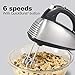 Hamilton Beach Classic 6-Speed Electric Hand Mixer with Snap-On Storage Case, Whisk, Traditional and Wire Beaters, Brushed Stainless (62650A)