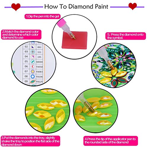 Fundaful 2pcs Diamond Painting Bookmark 5D DIY Special Shape Diamonds Shiny Rhinestone Art Kits for Adults Kids Mosaic Leather Tassel Corss Stitch Embroidery Handmade Gift Sun Flowers Landscape