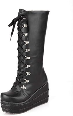 lace up platform boots knee high