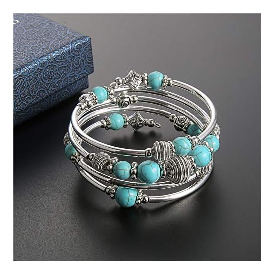 Beaded-Chakra-Bangle-Turquoise-Bracelet-Fashion-Jewelry-Wrap-Bracelet-with-Thick-Silver-Metal-and-Mala-Beads-Birthday-Gifts-For-Women Beaded-Chakra-Bangle-Turquoise-Bracelet-Fashion-Jewelry-Wrap-Bracelet-with-Thick-Silver-Metal-and-Mala-Beads-Birthday-Gifts-For-Women
