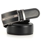 Squeple Leather Belt For Men Automatic Buckle Leather Belts 3.5CM Width Black