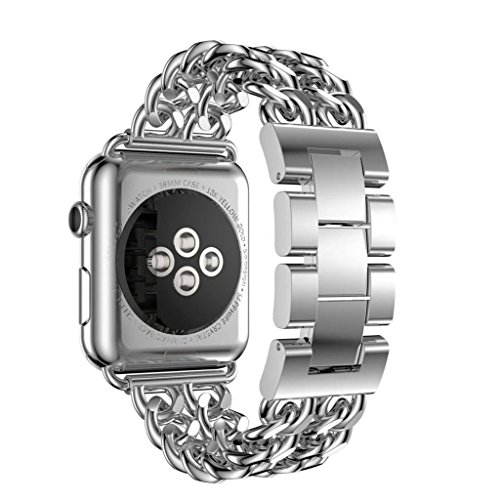 Apple Watch Band 42mm, Fose Stainless Steel Watchband Cowboy Style Strap for Apple Watch 42mm Silver