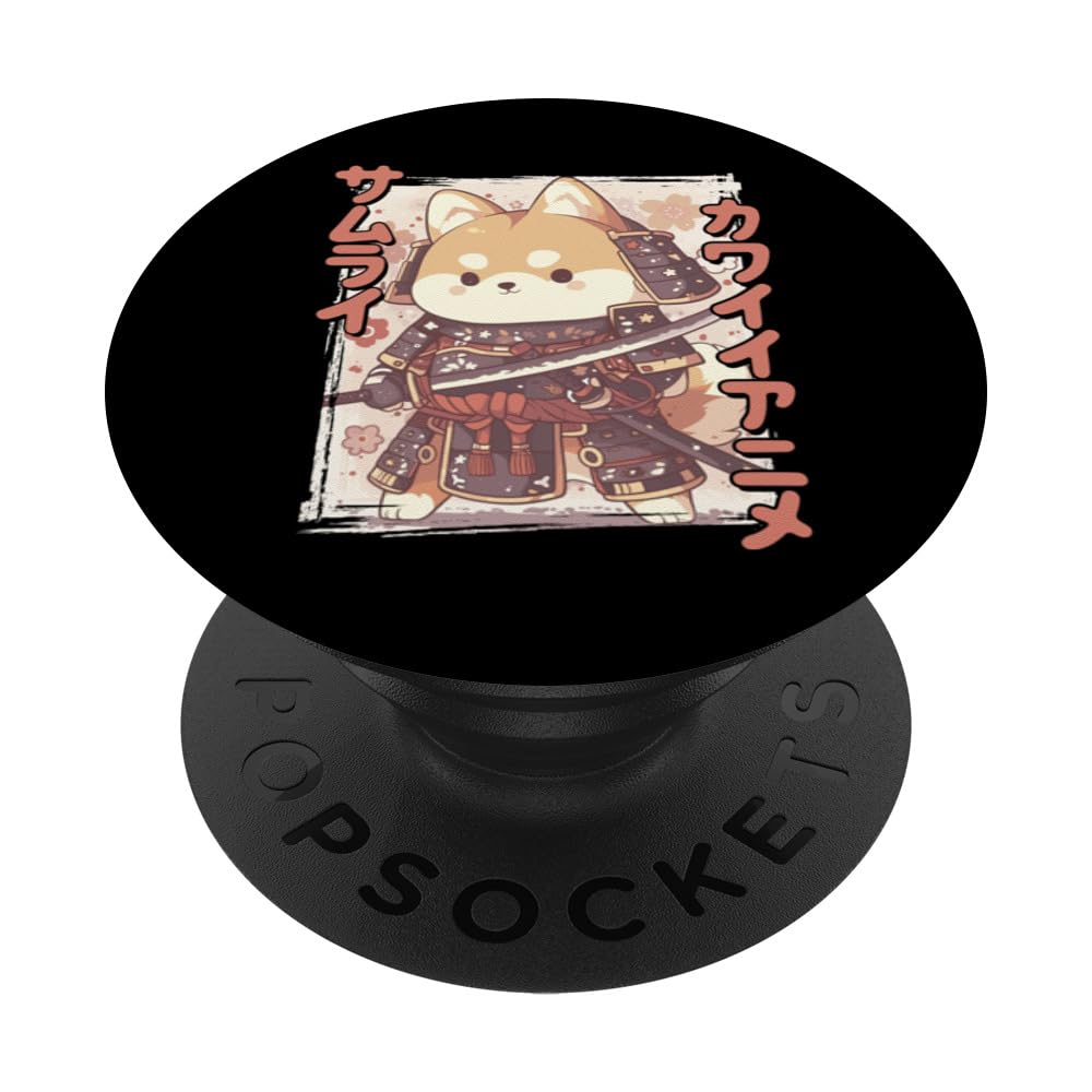 Neko Samurai Shiba Inu Dog PopSockets Swappable PopGrip