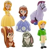 Disney Junior SOFIA THE FIRST 6 Piece Bath Set Featuring Sofia the First, Prince James, Clover, Whatnaught, Minimus and Princess Amber Bath Toys Measuring 2 to 5 Inches Tall