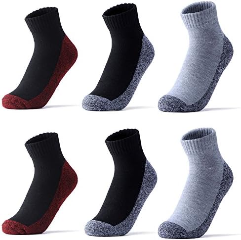 Mens Cushioned Quarter Socks 6 Pack Ankle Athletic Casual Sock Two Tone Color