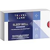 TRAVELSANA Sleep Aid &amp; Jet Lag Support for Travel | Valerian Root Extract, Melatonin 5 mg &amp; Magnesium | Natural Sleep Supplement for Adults | Travel Essentials | Sleep Well | 30 Vegan Caps