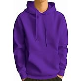 JIHUILAI Mens Hoodie Fleece Pullover Long Sleeve Hooded Sweatshirt Solid Color Drawstring Kangaroo Pocket Hoodies(S-3XL)