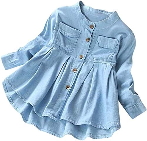 Flashing boy Baby Girls Kid Denim Ruched Long Sleeve T-Shirt Tops