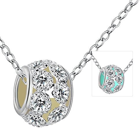 The November Nocturne Creative Studded Evening Light Stone Bead Hollow Cyan Luminous Pendant Necklace