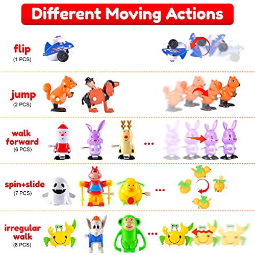 FUNNISM 24 Pack Mini Windup Toys Set, Assorted Style Bulk Wind Up Toys