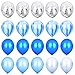 Blue & Silver Confetti Balloons Agate Marble Stripe Assorted Colors Party Balloon [12 Inch, Pack of 20] Metallic Latex Balloons for Baby Shower Birthday Wedding NYE Party Decoration Supply - Blue Set
