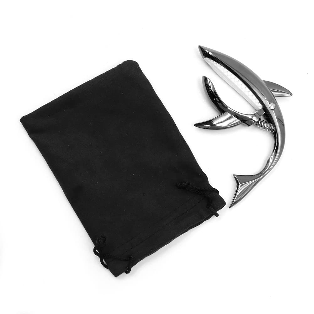 Alnicov Guitar Capo Shark Capo Zinc Alloy Tone Clip for Electric Acoustic Classical Guitar Ukulele(Black)