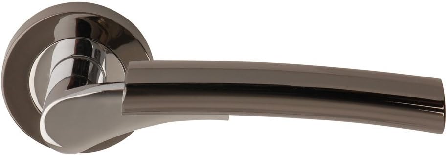 Designer ULTIMO Internal Lever on Rose Door Handle Pair in Chrome / Black Nickel Passage