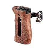 SMALLRIG Universal Side Wooden Handle Grip for DSLR Camera Cage w/Cold Shoe Mount, Threaded Holes - 2093