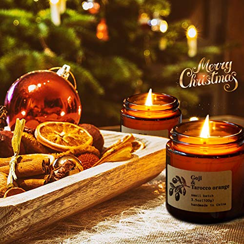 YINUO MIRROR Scented Candles Gift Set, Hand-Poured Natural Soy Wax Apothecary Amber Jar Candles, Perfect Women & Men Gifts with Essential Oils for Stress Relief and Aromatherapy Relaxation, 3Pack